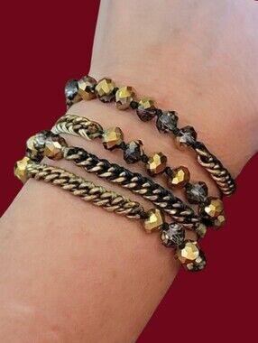 Chloe & ISABEL Antique Brass Knot Beaded Chain Necklace Wrap Bracelet